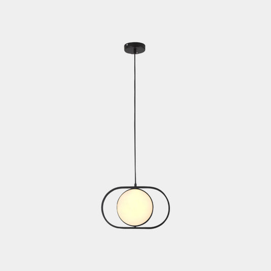 Suspension Décorative Ovale Métal LED, Noir