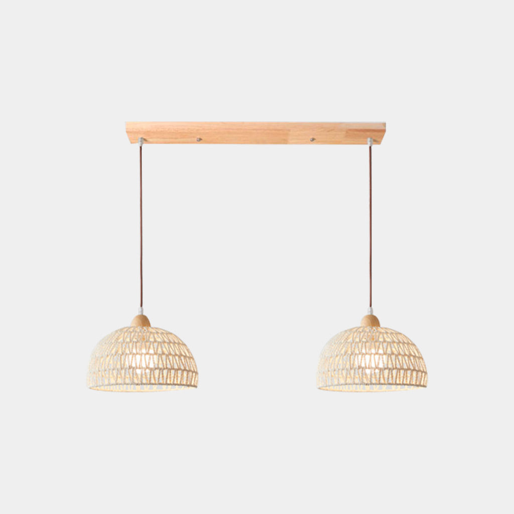 Suspension en rotin japonais tissé en bois