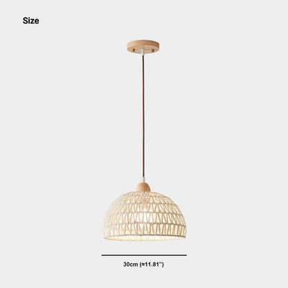 Suspension en rotin japonais tissé en bois
