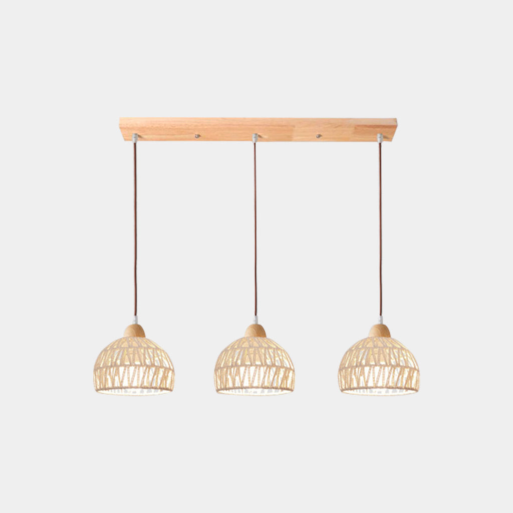 Suspension en rotin japonais tissé en bois