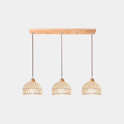 Suspension en rotin japonais tissé en bois
