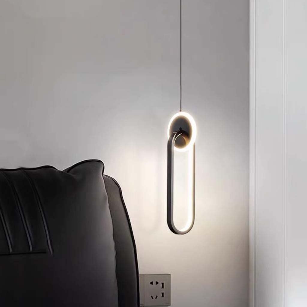 Suspension Minimaliste Unique Ovale LED, Or / Noir