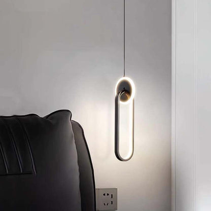 Suspension Minimaliste Unique Ovale LED, Or / Noir