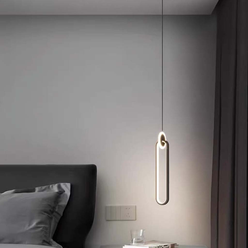 Suspension Minimaliste Unique Ovale LED, Or / Noir
