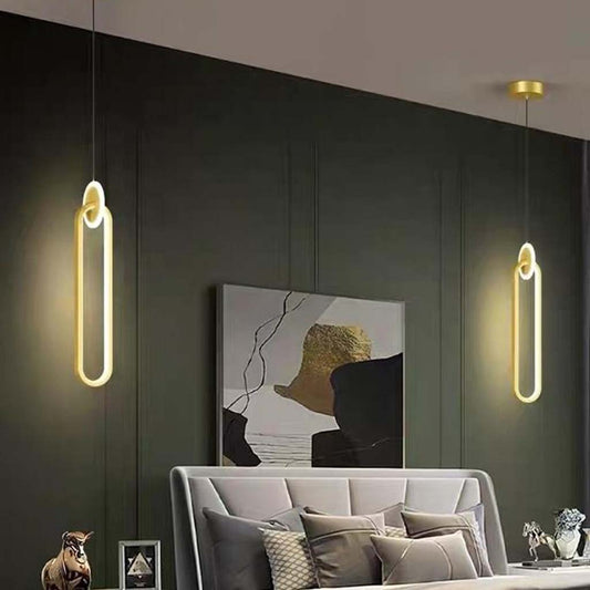 Suspension Minimaliste Unique Ovale LED, Or / Noir