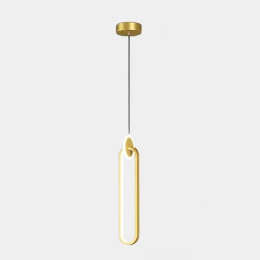 Suspension Minimaliste Unique Ovale LED, Or / Noir