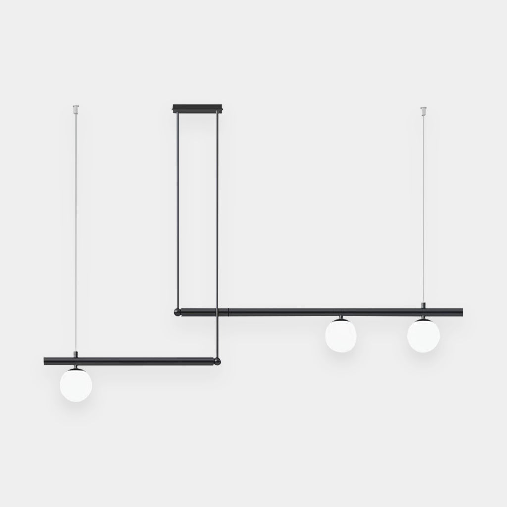 Suspension Linéaire Moderne Multi-Lampe, Noir/Or