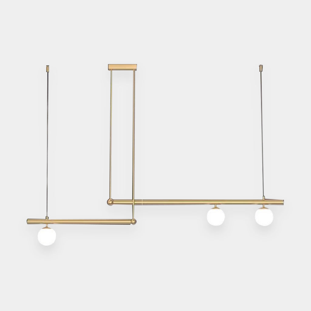 Suspension Linéaire Moderne Multi-Lampe, Noir/Or