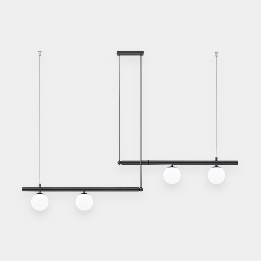 Suspension Linéaire Moderne Multi-Lampe, Noir/Or