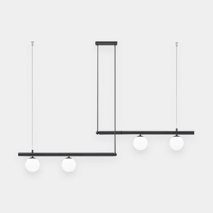 Suspension Linéaire Moderne Multi-Lampe, Noir/Or
