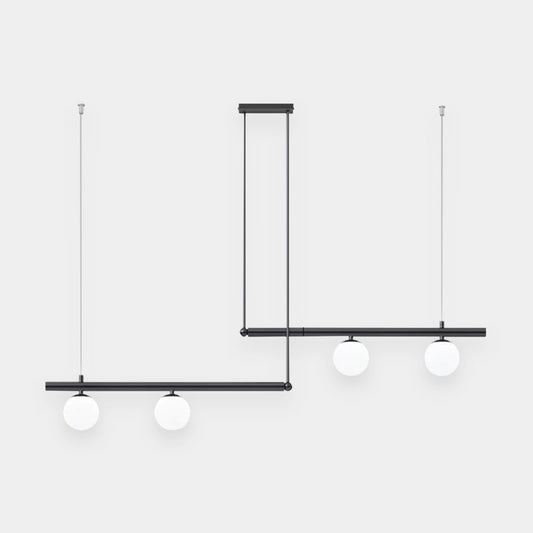 Suspension Linéaire Moderne Multi-Lampe, Noir/Or