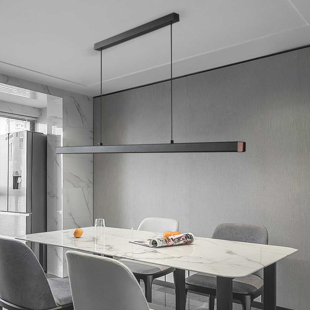 Suspension moderne minimaliste en aluminium linéaire LED dimmable, noir/blanc