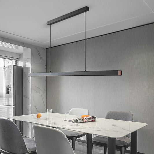 Suspension moderne minimaliste en aluminium linéaire LED dimmable, noir/blanc