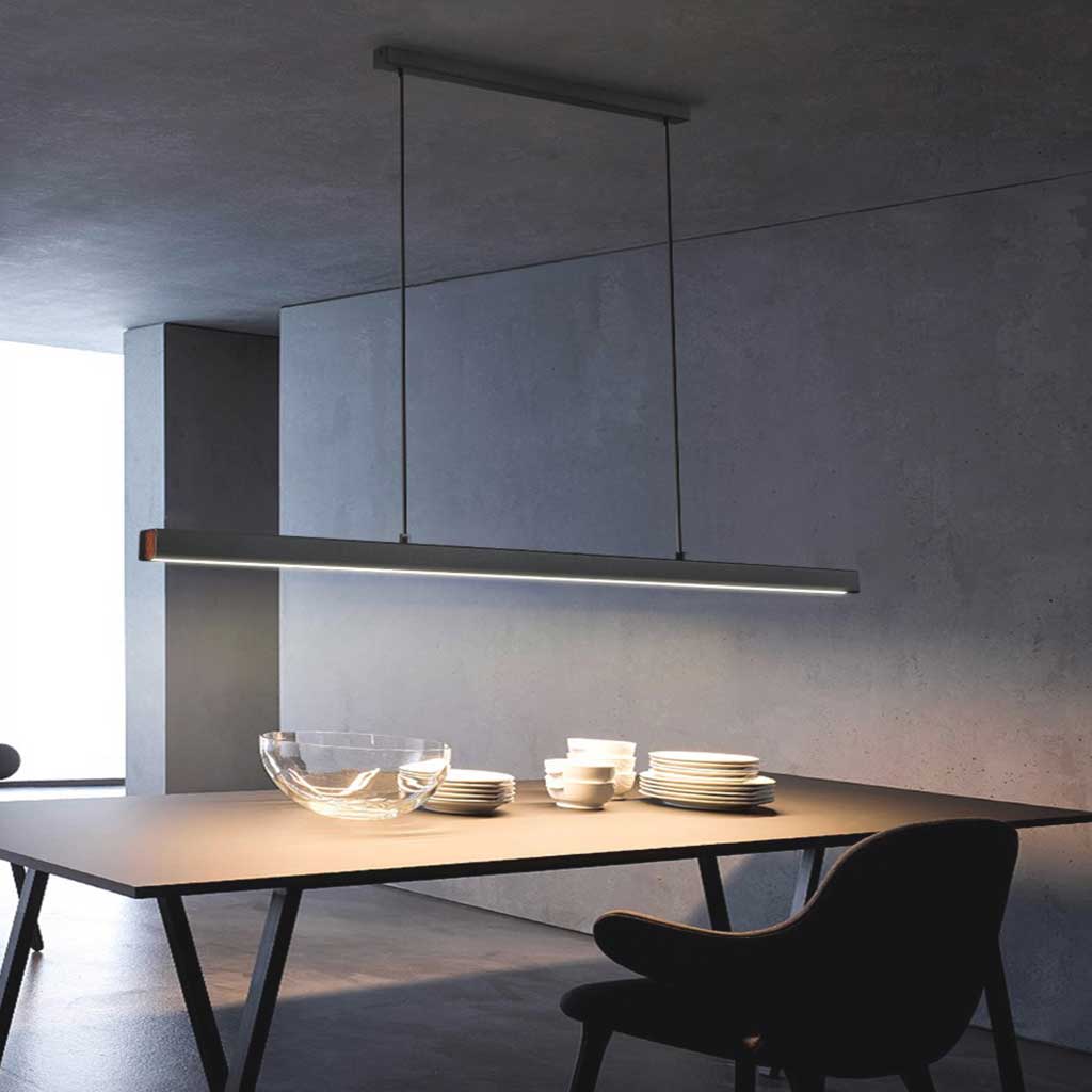 Suspension moderne minimaliste en aluminium linéaire LED dimmable, noir/blanc