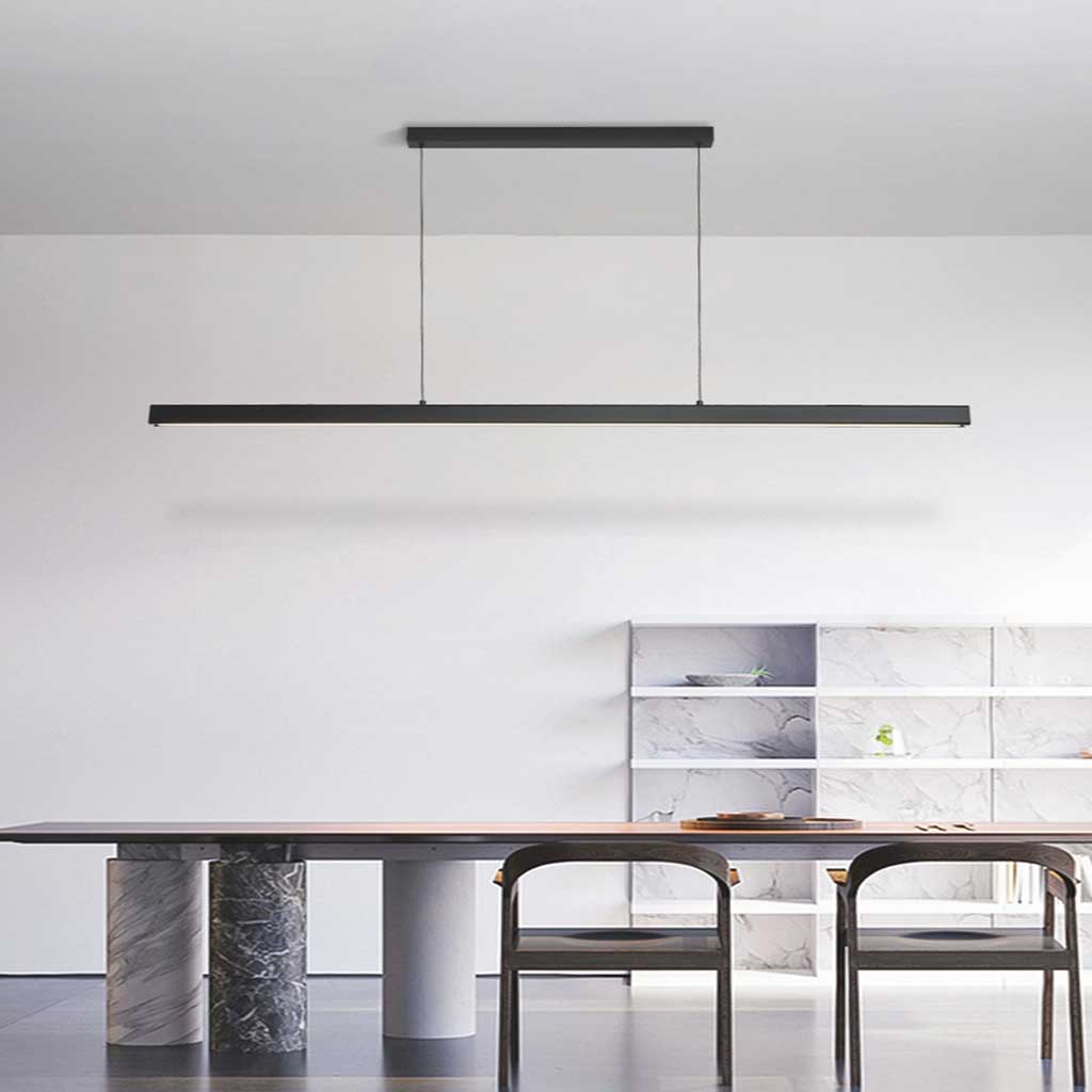 Suspension moderne minimaliste en aluminium linéaire LED dimmable, noir/blanc