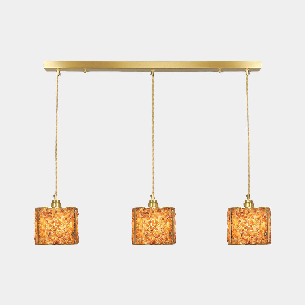 Suspension Luxe Linéaire Cristal 3 Lumières Cylindre, 7 Couleurs