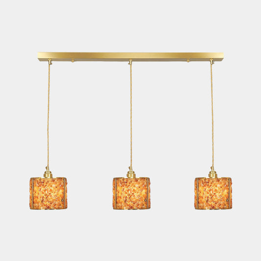 Suspension Luxe Linéaire Cristal 3 Lumières Cylindre, 7 Couleurs