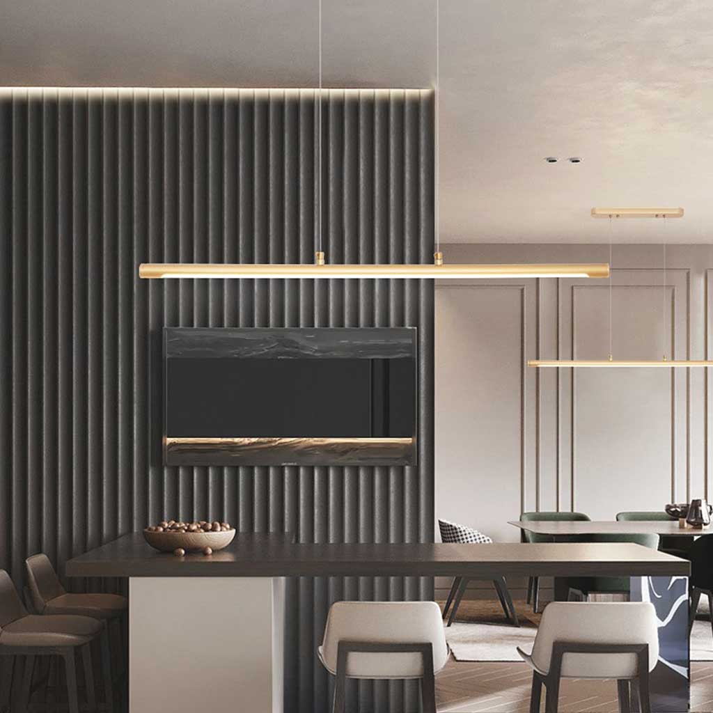 Suspension scandinave minimaliste linéaire LED, noir/or