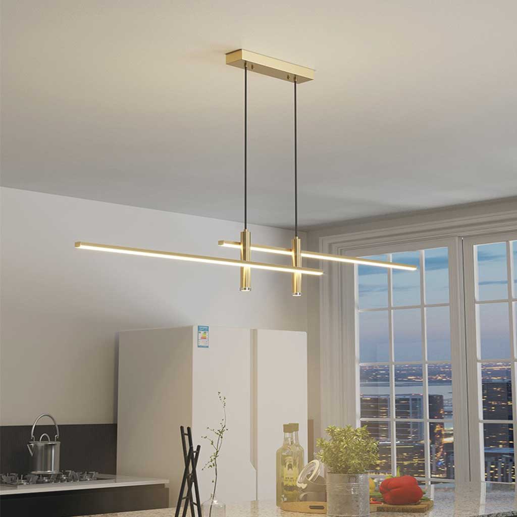 Suspension Minimaliste Linéaire LED avec spots, noir/or