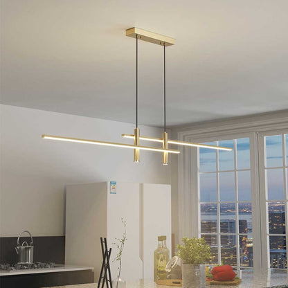 Suspension Minimaliste Linéaire LED avec spots, noir/or