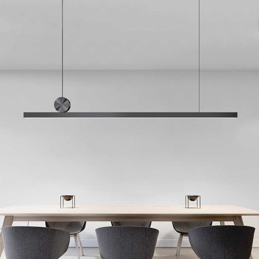 Suspension Simple Longue Linéaire LED Dimmable, Noire