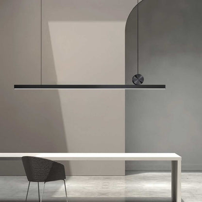 Suspension Simple Longue Linéaire LED Dimmable, Noire