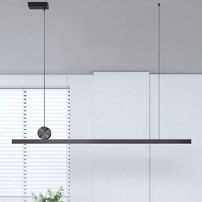 Suspension Simple Longue Linéaire LED Dimmable, Noire