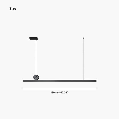 Suspension Simple Longue Linéaire LED Dimmable, Noire