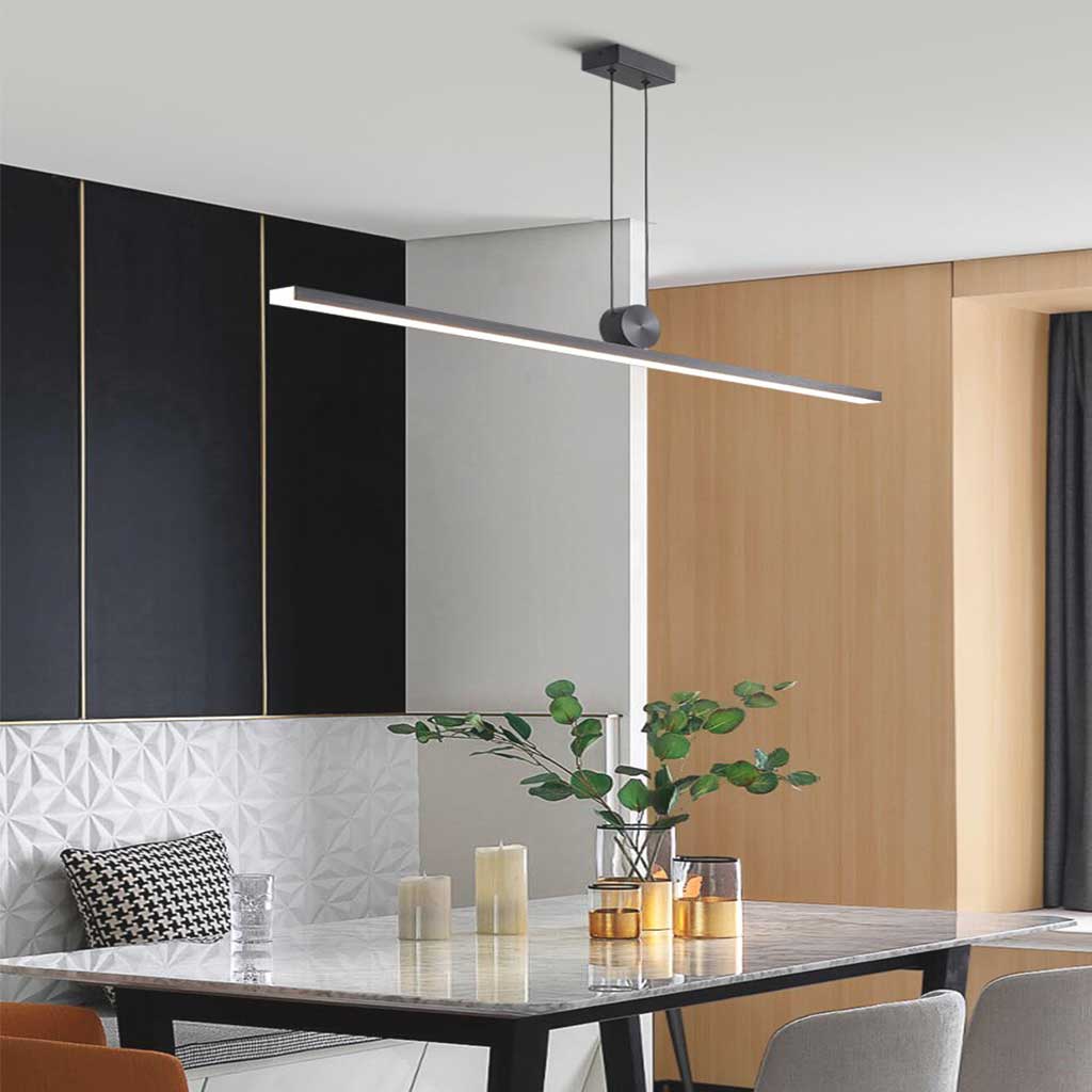 Suspension Longue Bande Linéaire Dimmable LED, Noir