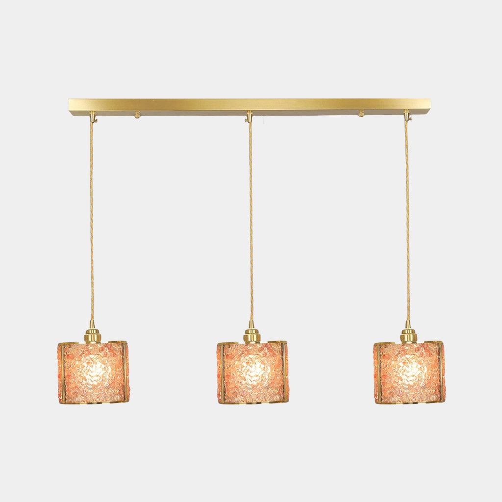 Suspension Luxe Linéaire Cristal 3 Lumières Cylindre, 7 Couleurs