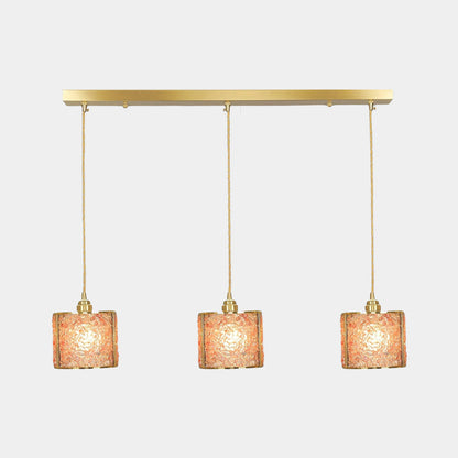 Suspension Luxe Linéaire Cristal 3 Lumières Cylindre, 7 Couleurs