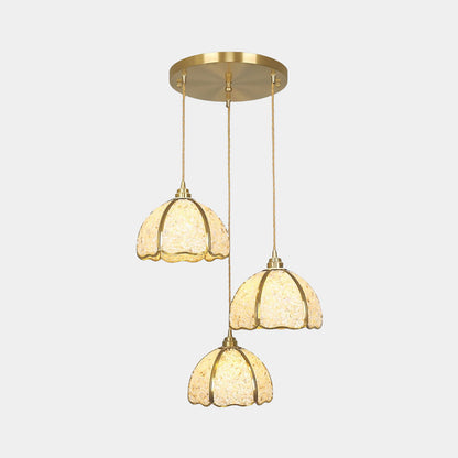 Suspension luxe en laiton cristal 3 lumières multi-couleurs