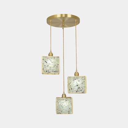 Suspension Luxe en laiton cristallin fait main à 3 lumières, 6 couleurs