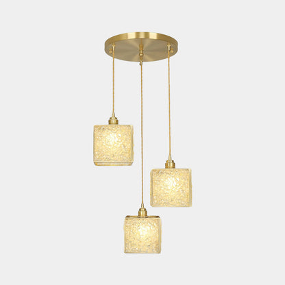 Suspension Luxe en laiton cristallin fait main à 3 lumières, 6 couleurs