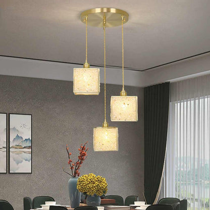 Suspension Luxe en laiton cristallin fait main à 3 lumières, 6 couleurs