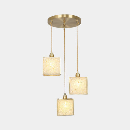 Suspension Luxe en laiton cristallin fait main à 3 lumières, 6 couleurs