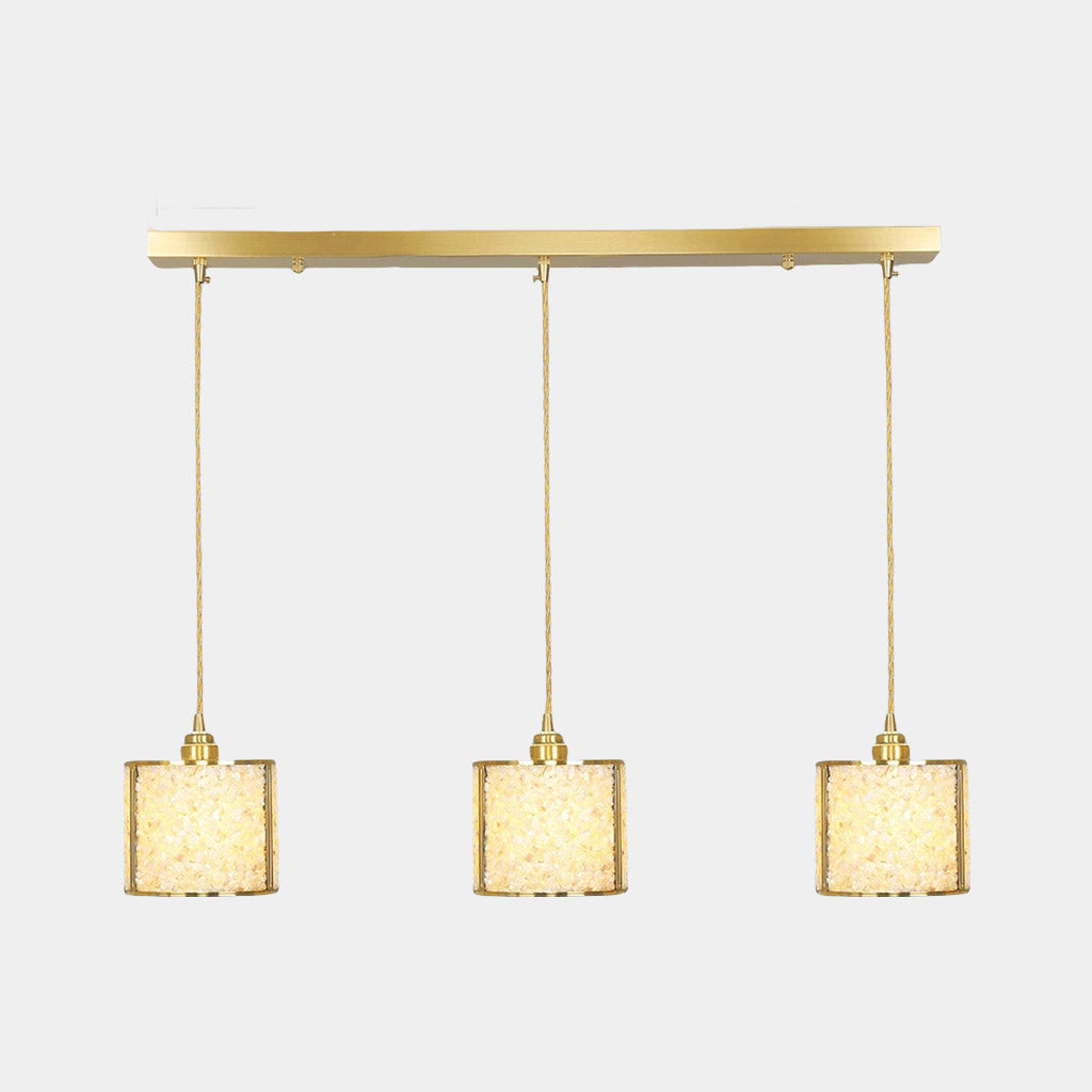Suspension Luxe Linéaire Cristal 3 Lumières Cylindre, 7 Couleurs