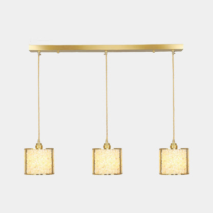 Suspension Luxe Linéaire Cristal 3 Lumières Cylindre, 7 Couleurs