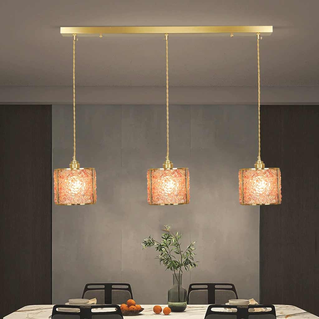 Suspension Luxe Linéaire Cristal 3 Lumières Cylindre, 7 Couleurs