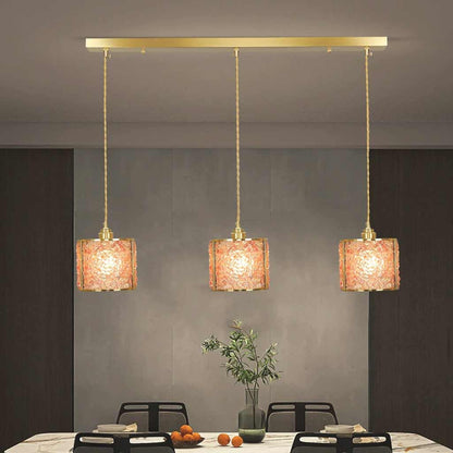 Suspension Luxe Linéaire Cristal 3 Lumières Cylindre, 7 Couleurs