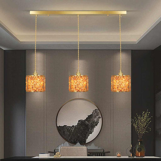 Suspension Luxe Linéaire Cristal 3 Lumières Cylindre, 7 Couleurs
