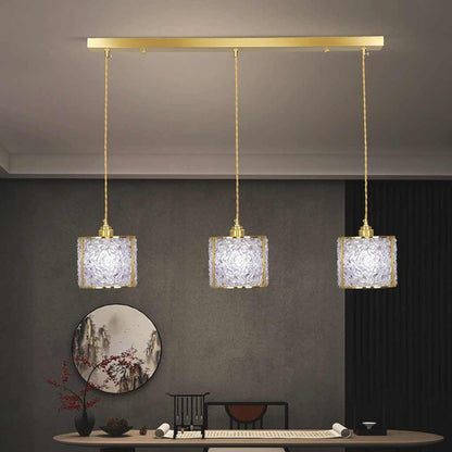 Suspension Luxe Linéaire Cristal 3 Lumières Cylindre, 7 Couleurs