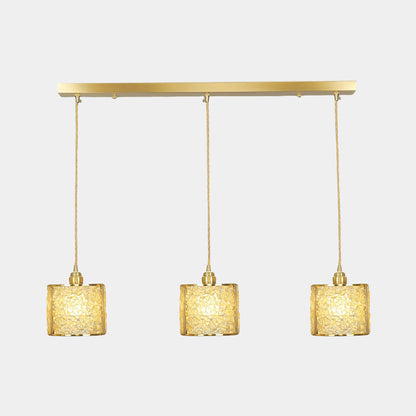 Suspension Luxe Linéaire Cristal 3 Lumières Cylindre, 7 Couleurs