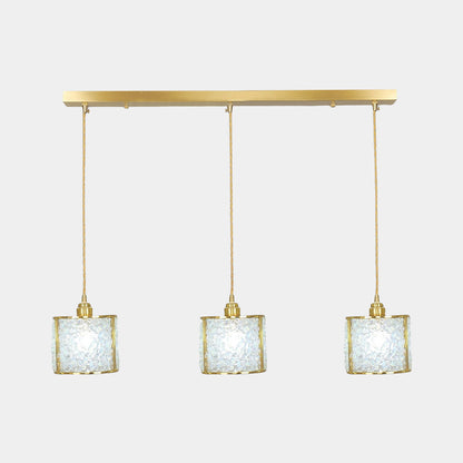 Suspension Luxe Linéaire Cristal 3 Lumières Cylindre, 7 Couleurs