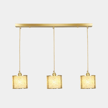 Suspension Luxe Linéaire Cristal 3 Lumières Cylindre, 7 Couleurs