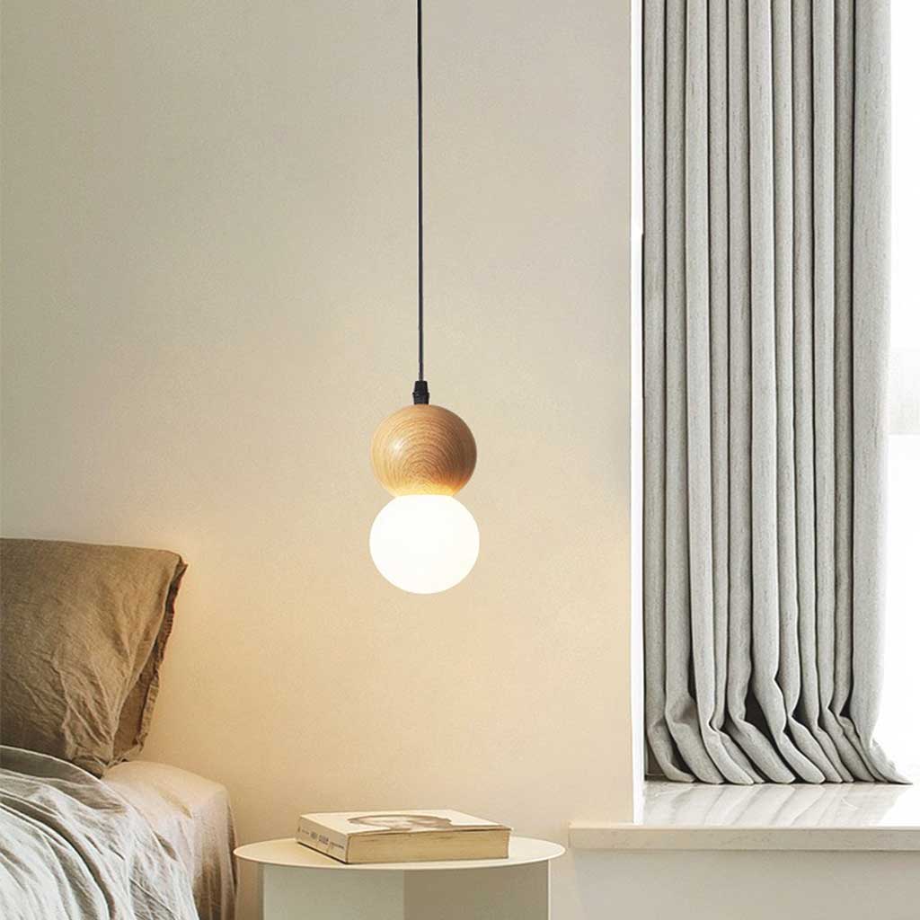 Suspension Mini Globe Ball Kalebas, Bois &amp; Verre