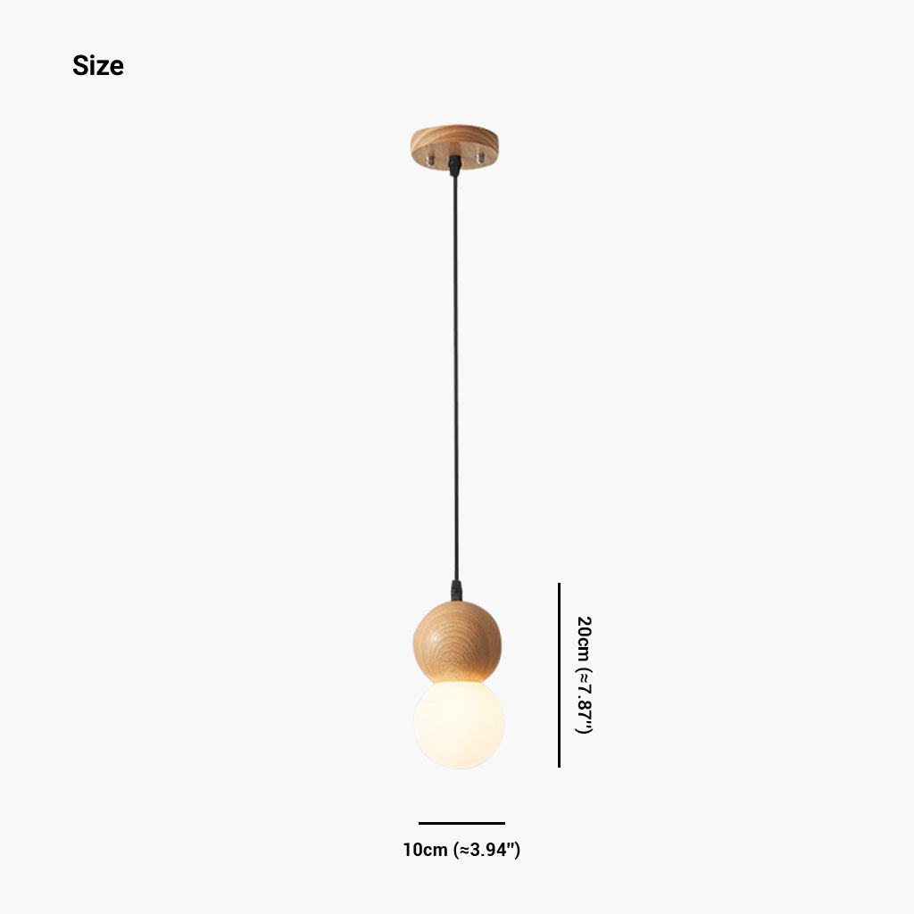 Suspension Mini Globe Ball Kalebas, Bois &amp; Verre