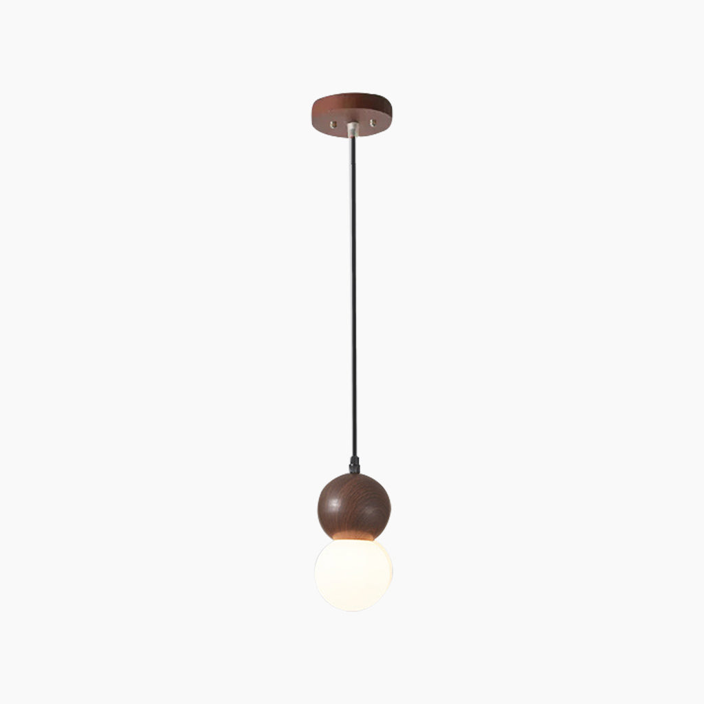 Suspension Mini Globe Ball Kalebas, Bois &amp; Verre