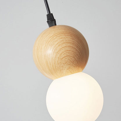 Suspension Mini Globe Ball Kalebas, Bois &amp; Verre