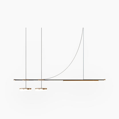 Suspension Minimaliste Art Deco Longue Linéaire LED, Noir & Or